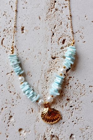 Laundry B Santos Pukka Shell Shortie Necklace 18K Gold Plated Blues